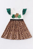 Leopard clover ruffle dress