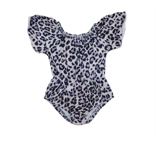 Purple Leopard flutter romper