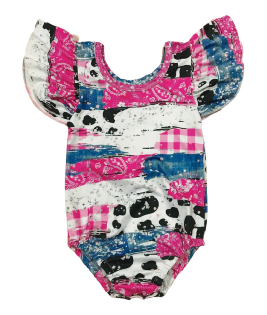 Pink paisley cow brushstroke leo