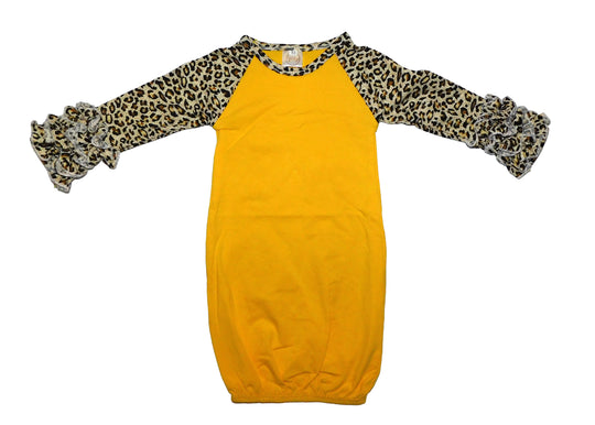 Yellow and leopard baby gown