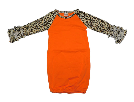 Orange and leopard baby gown