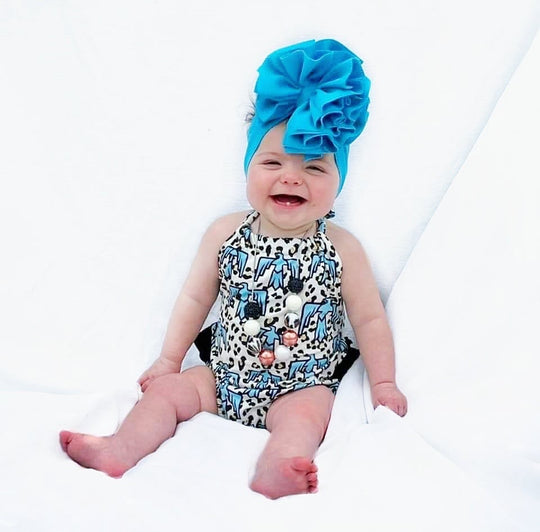 Leopard Thunder bird ruffle romper