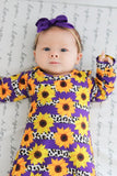 Purple and leopard sunflower stripe knotted gown