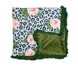 Green floral minky blanket