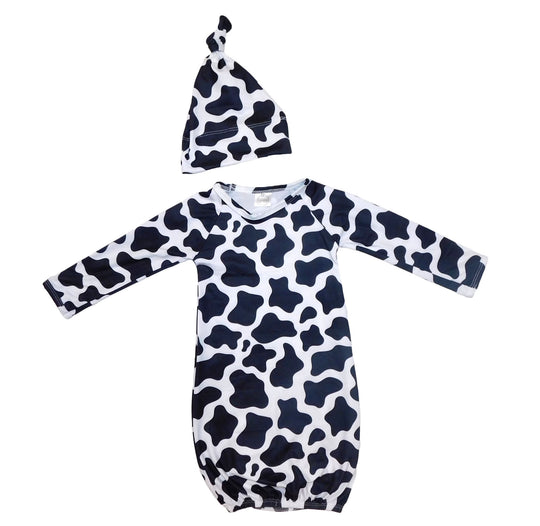 Cow gown and hat set - No ruffles