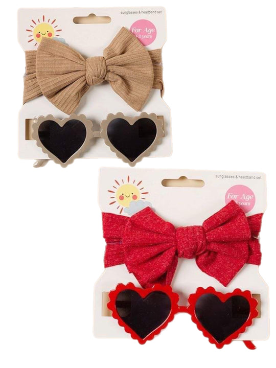 Heart sunglasses/bow set 0-3 Y