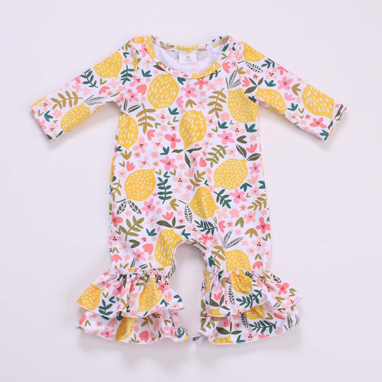 NEWBORN lemon floral romper