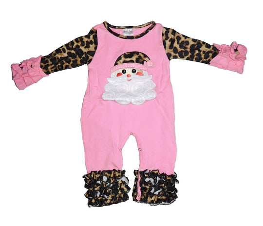Pink Leopard Santa Romper