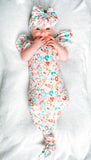 Summer leopard flutter gown and headband set