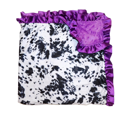 Black Cowhide and purple minky