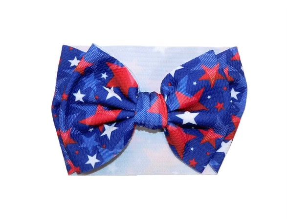 Red white and blue stars headband bow
