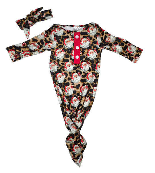 Leopard Santa Gown and Headband Set