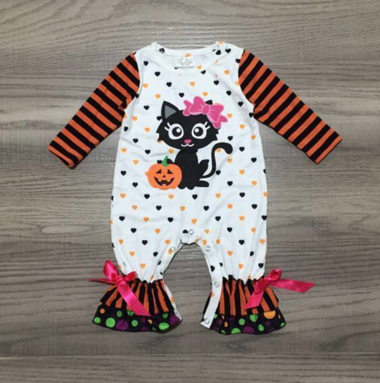 Polka dot cat romper