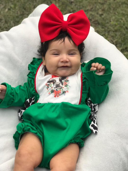 Green Christmas cow romper