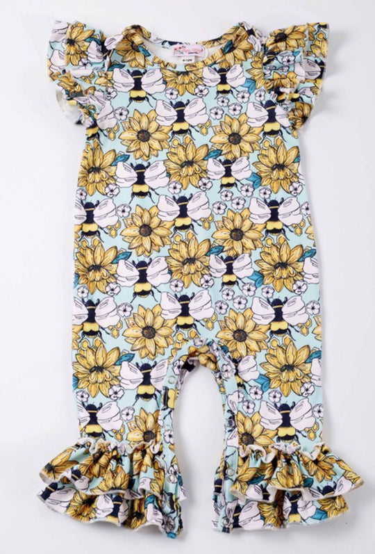 Clover Cottage bee floral romper