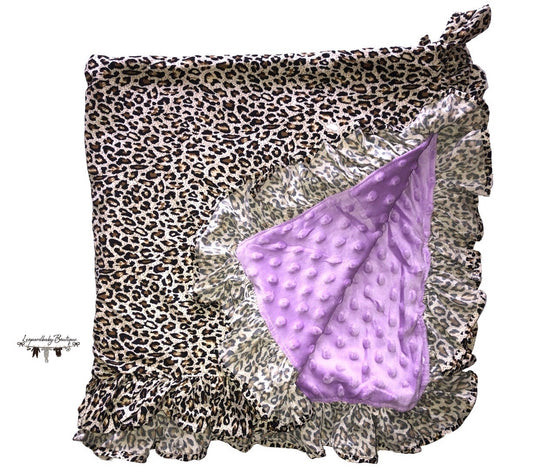 Leopard and purple minky blanket