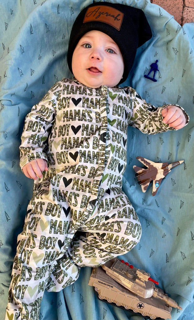 Camo Mamas boy footie sleeper no ruffles