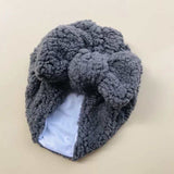 Gray Sherpa bow hat 0-6M