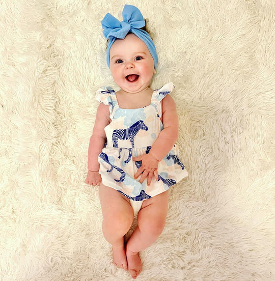 Blue Zebra baby romper