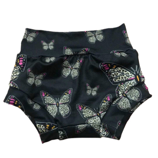 Black with leopard butterflies bummies