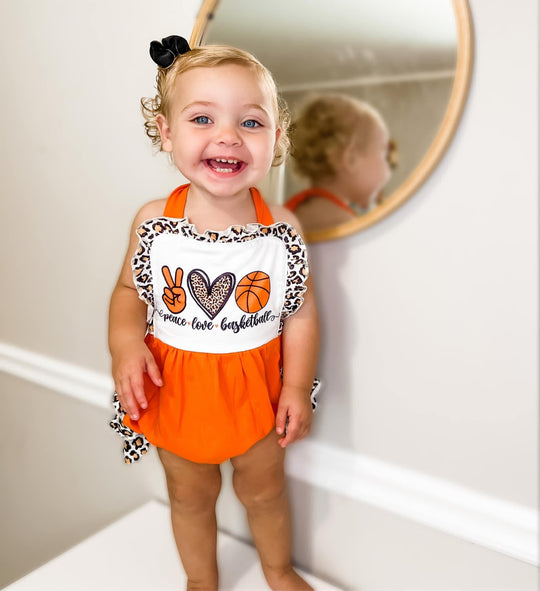 Peace love basketball romper