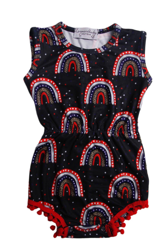 USA Rainbow Pom romper