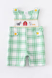 Green Plaid farm smocked Jon Jon