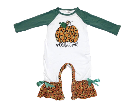 Wild about fall Green and leopard romper