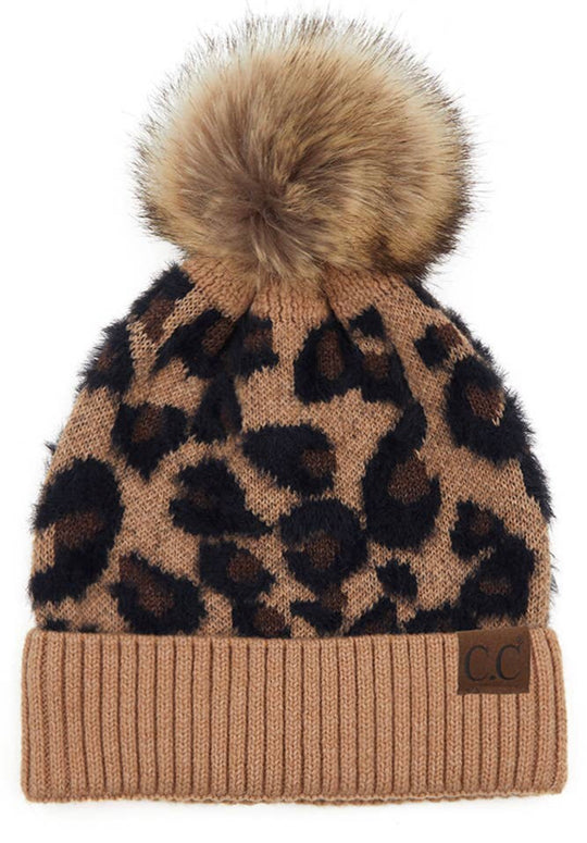 ADULT CC latte leopard beanie