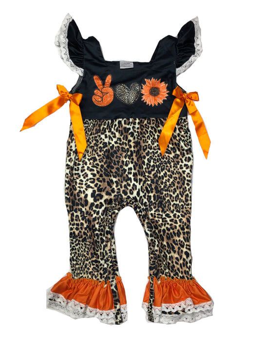 Peace love sunflower leopard romper