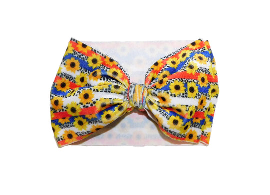 Sunflower Red White and Blue Velvet Bow