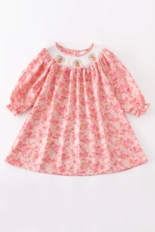 Smocked thanksgiving turkey dress