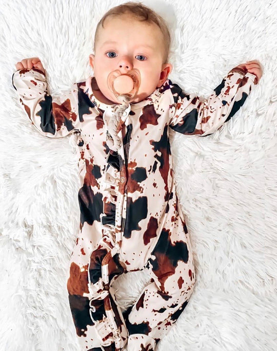 Cow Printed Footie Sleeper