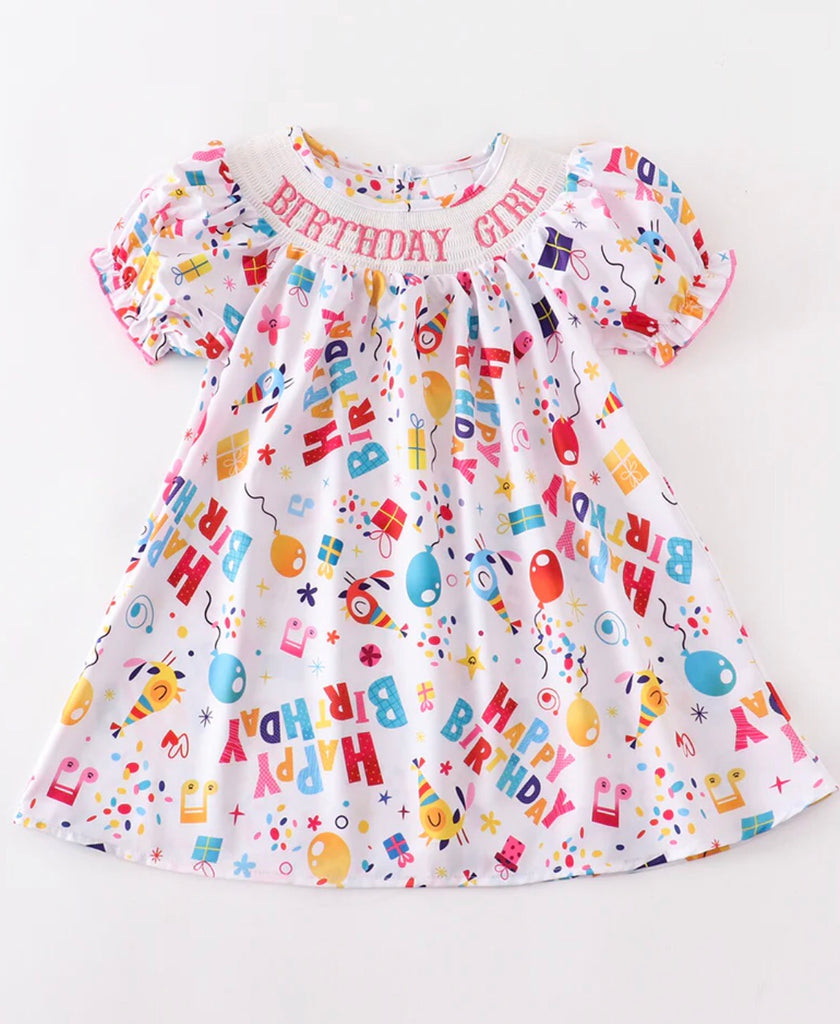 Birthday girl smocked dress Leopardbaby Boutique Birthday girl smocked dress Leopardbaby Boutique