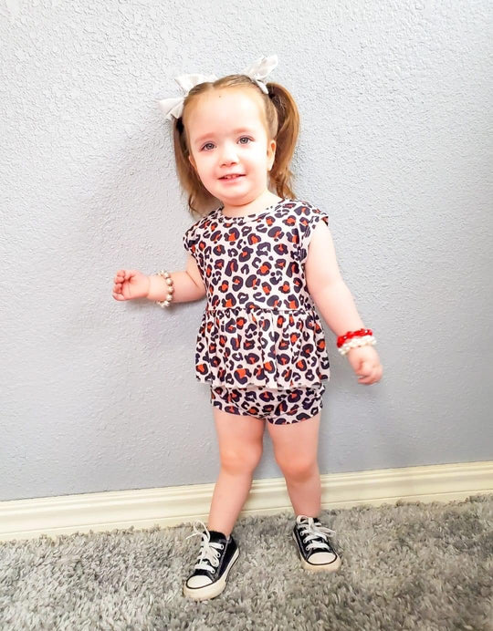 Leopard peplum set
