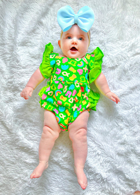 Green Charms ruffle romper