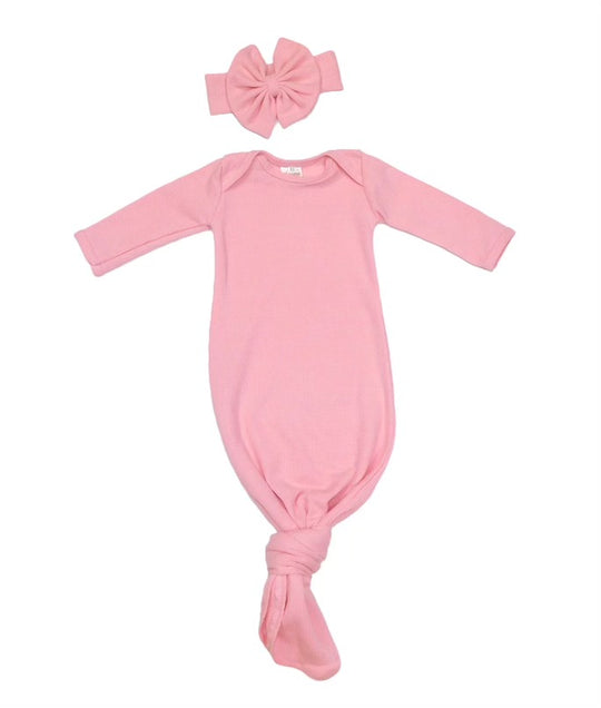 Light pink Waffle gown and headband set