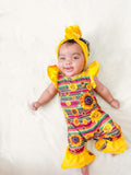 Yellow serape sunflower romper