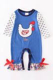 Blue Polka Dot Chicken Romper