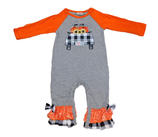 Gray I love fall pumpkin romper