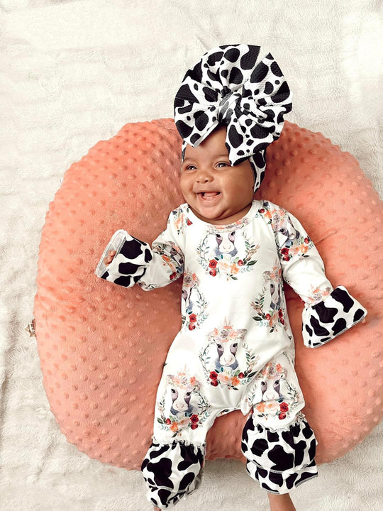 Watercolor cow romper