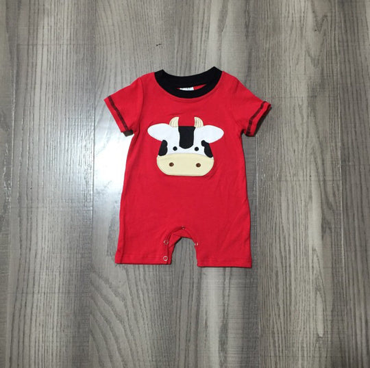 Red cow romper