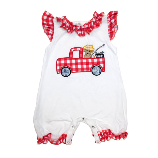 Dog fishing ruffle romper