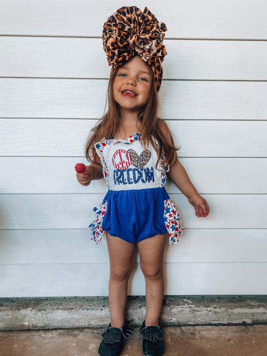 Peace love freedom blue star romper