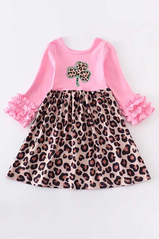Pink clover ruffle dress