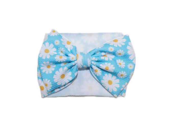 Blue Daisy Headband Bow