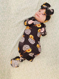 Exclusive leopard pumpkin knotted gown and headband set