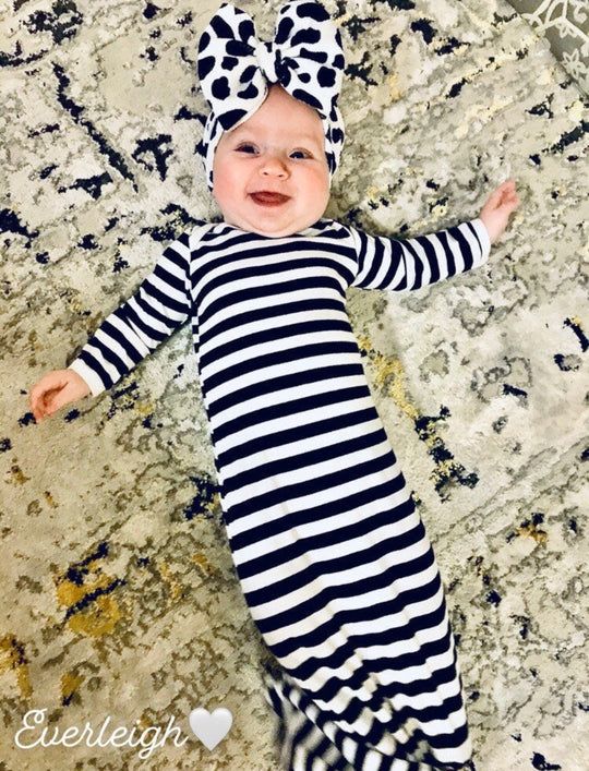 Knotted black and white Stripe Gown ONLY