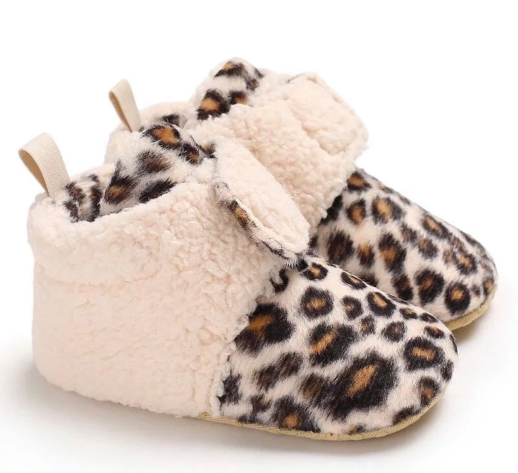 Leopard Warm Wool Velcro Shoes 0-6 Months