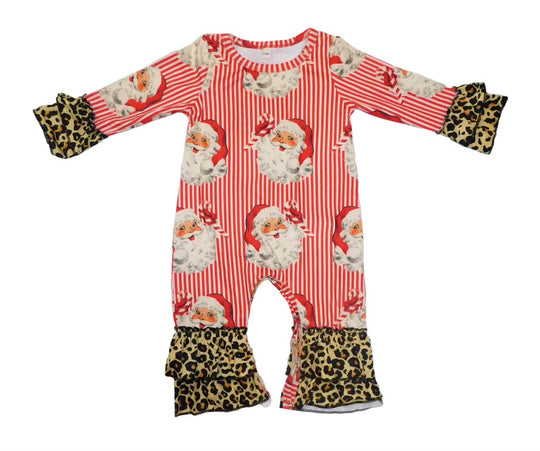 Vintage Santa with leopard ruffles